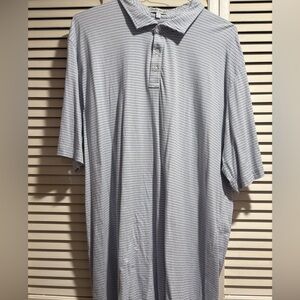Peter Millar Light Blue & White Thin-Stripe Polo